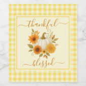 Dankbaar en gezegend pompoen | Herfst Thanksgiving Wijn Etiket (Enkel label)