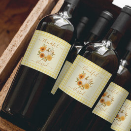 Dankbaar en gezegend pompoen | Herfst Thanksgiving Wijn Etiket