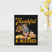 dankbaar en gezegend pompoen paard herfst thanksgi kaart (Gele Bloem)