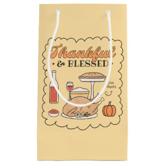 Dankbaar en Gezegend Retro Thanksgiving Klein Cadeauzakje