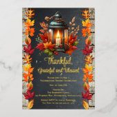 Dankbaar en gezegend Thanksgiving Diner Folie Uitnodiging (Voorkant)