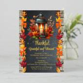 Dankbaar en gezegend Thanksgiving Diner Folie Uitnodiging (Staand Voorkant)