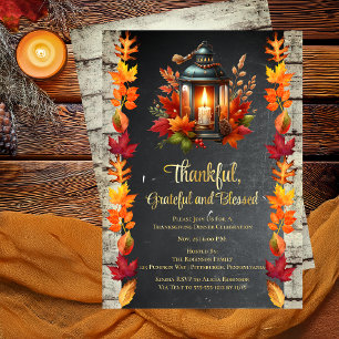 Dankbaar en gezegend Thanksgiving Diner Folie Uitnodiging
