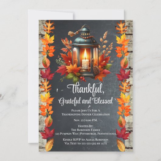 Dankbaar en gezegend Thanksgiving Diner Kaart (Voorkant)