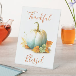 Dankbaar en gezegend Thanksgiving voetstuk teken Reclamebord Met Voetstuk