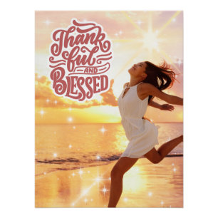 Dankbaar en gezegend vreugdevol Beach Run Poster
