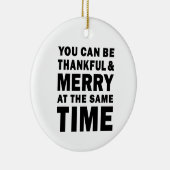 Dankbaar en vrolijk modern kerst rond keramisch ornament (Rechts)