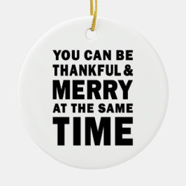 Dankbaar en vrolijk modern kerst rond keramisch ornament