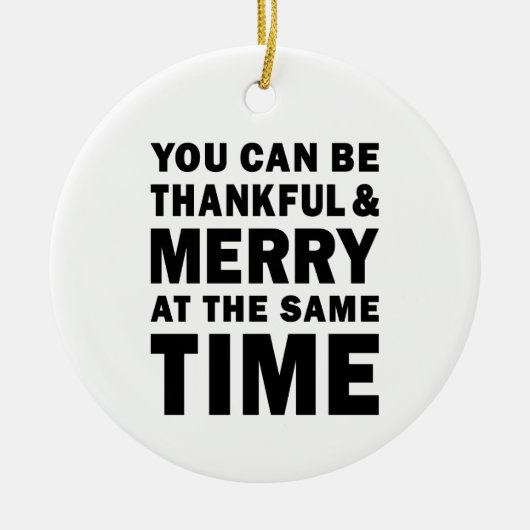 Dankbaar en vrolijk modern kerst rond keramisch ornament (Voorkant)