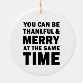 Dankbaar en vrolijk modern kerst rond keramisch ornament (Achterkant)
