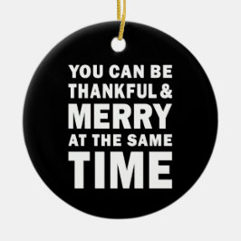 Dankbaar en vrolijk modern zwart kerst rond keramisch ornament