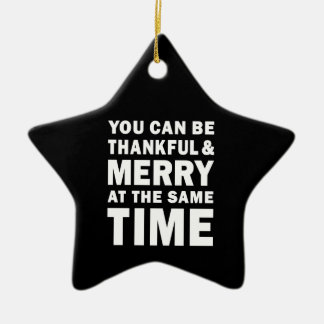 Dankbaar en vrolijk modern zwart kerstster keramisch ornament