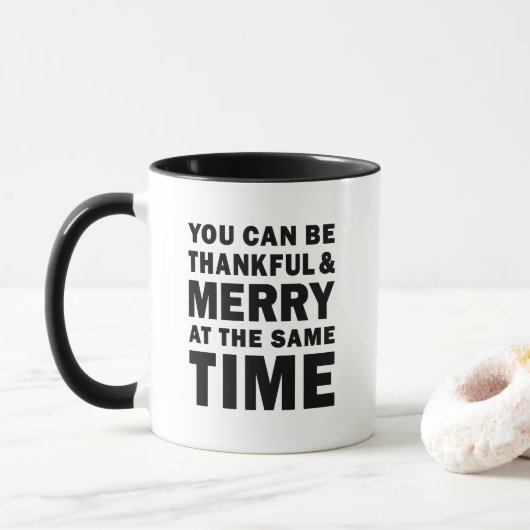 Dankbaar en vrolijk tegelijk vakantie mok (Met donut)