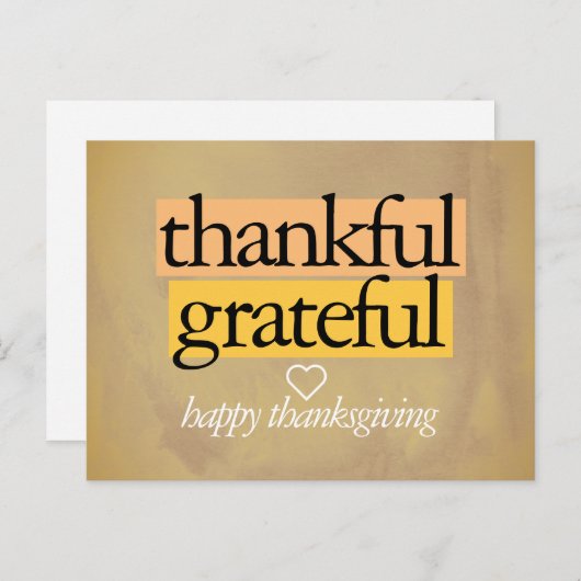 dankbaar erkentelijk: gelukkig thanksgiving briefkaart (Voorkant / Achterkant)
