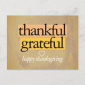 dankbaar erkentelijk: gelukkig thanksgiving briefkaart (Voorkant)