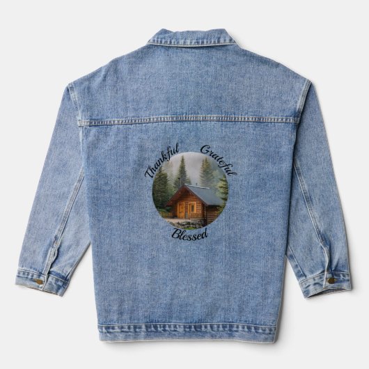 "Dankbaar, Erkentelijk, Gezegend" Denim Jacket (Achterkant)
