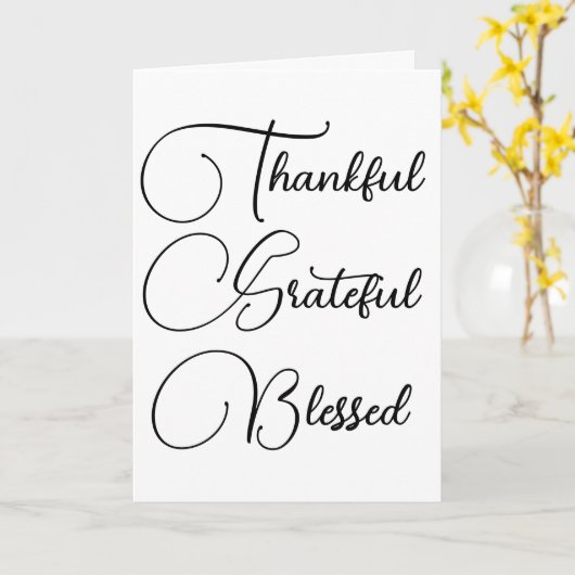 Dankbaar Erkentelijk Gezegend script Thanksgiving Kaart (Gele Bloem)