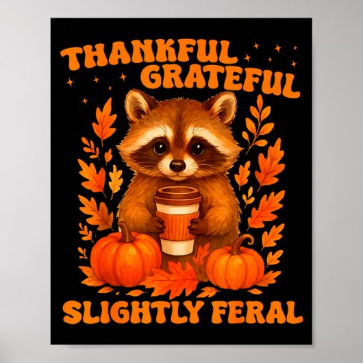 Dankbaar Erkentelijk Lichtjes Wild Grappig Wasbeer Poster (Voorkant)