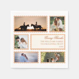 Dankbaar Familie Thanksgiving Foto Collage Party Servet
