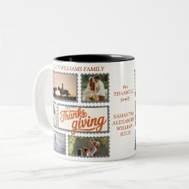 Dankbaar Familie Thanksgiving Foto Collage Party Tweekleurige Koffiemok