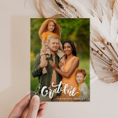 DANKBAAR | Familie Thanksgiving fotokaart Feestdagenkaart