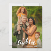 DANKBAAR | Familie Thanksgiving fotokaart Feestdagenkaart (Voorkant)