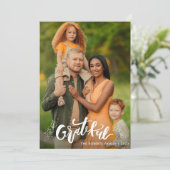 DANKBAAR | Familie Thanksgiving fotokaart Feestdagenkaart (Staand voorkant)