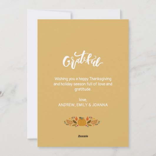 DANKBAAR | Familie Thanksgiving fotokaart Feestdagenkaart (Achterkant)