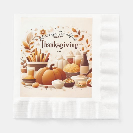 Dankbaar Feestelijk Thanksgiving Papier Servet (Voorkant)