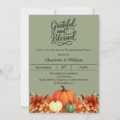 Dankbaar gedempt mos groene pompoen Thanksgiving Kaart (Voorkant)