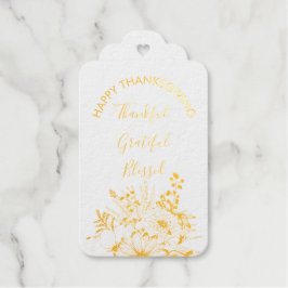 Dankbaar Gelukkig Gezegend Bloemen Thanksgiving Cadeaulabels
