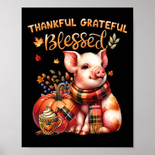 Dankbaar Gelukkig Gezegend Boerderij Dierenvarken Poster