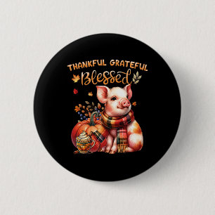 Dankbaar Gelukkig Gezegend Boerderij Dierenvarken Ronde Button 5,7 Cm