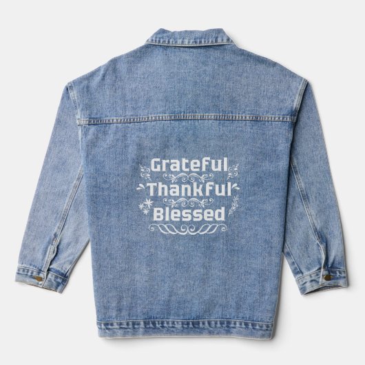Dankbaar Gelukkig Gezegend Denim Jasje Jacket (Achterkant)