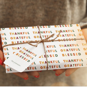 Dankbaar Gelukkig Gezegend - Herfst Gift Label Cadeaulabel