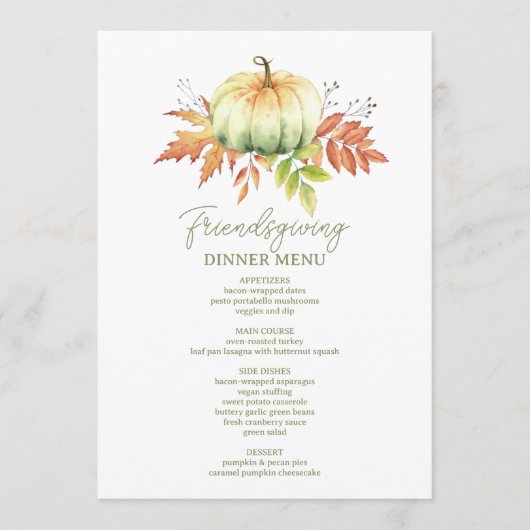 Dankbaar Gelukkig Gezegend Minimalistisch Vriendsg Menu (Voorkant)