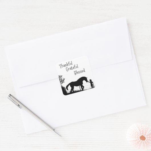 Dankbaar Gelukkig Gezegend Paard Sticker (Envelop)