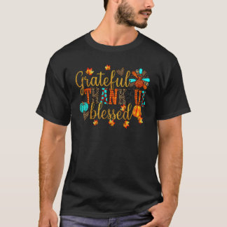 Dankbaar Gelukkig Gezegend Pompoen Turkije Familie T-shirt