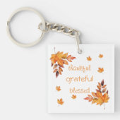 Dankbaar Gelukkig Gezegend Sinaasappel Bruin Herfs Sleutelhanger (Voorkant)