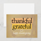 dankbaar : gelukkig thanksgiving briefkaart (Voorkant / Achterkant)