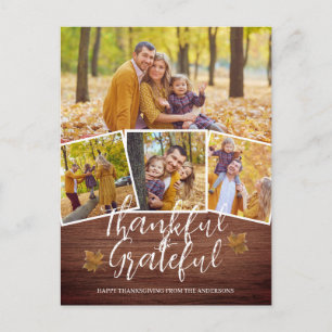 Dankbaar Gelukkig Thanksgiving familie Foto Feestdagenkaart
