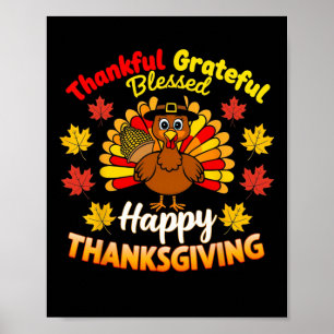 dankbaar gelukzalig gezegend turkije gobble blij d poster