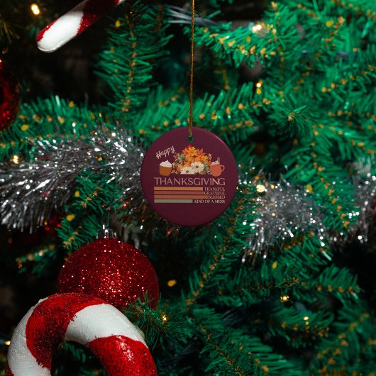 Dankbaar gelukzalig ontwerp met gezegende Thanksgi Keramisch Ornament