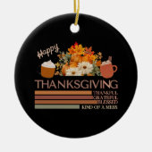 Dankbaar gelukzalig ontwerp met gezegende Thanksgi Keramisch Ornament (Voorkant)