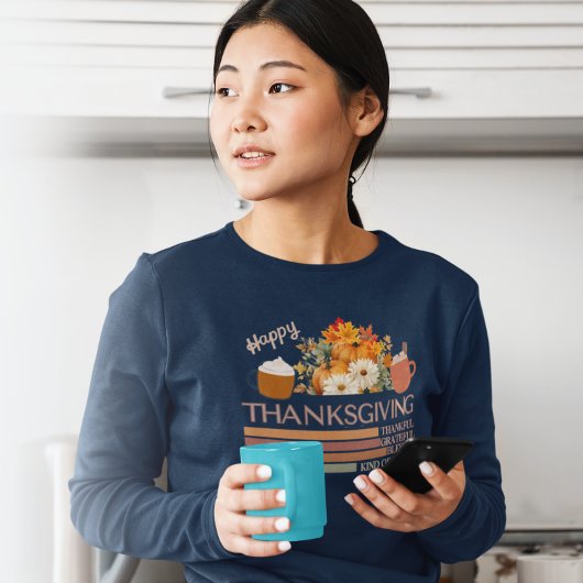 Dankbaar gelukzalig ontwerp met gezegende Thanksgi T-shirt