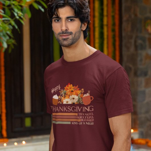 Dankbaar gelukzalig ontwerp met gezegende Thanksgi T-shirt