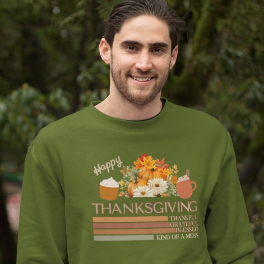 Dankbaar gelukzalig ontwerp met gezegende Thanksgi Trui