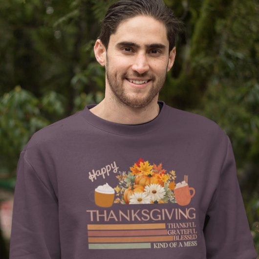 Dankbaar gelukzalig ontwerp met gezegende Thanksgi Trui