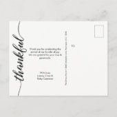 "Dankbaar" gepersonaliseerde Baby foto dank u beri Aankondigingskaart (Achterkant)