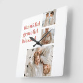 Dankbaar, gezegend | Aangepaste drie foto's Vierkante Klok (Hoek)